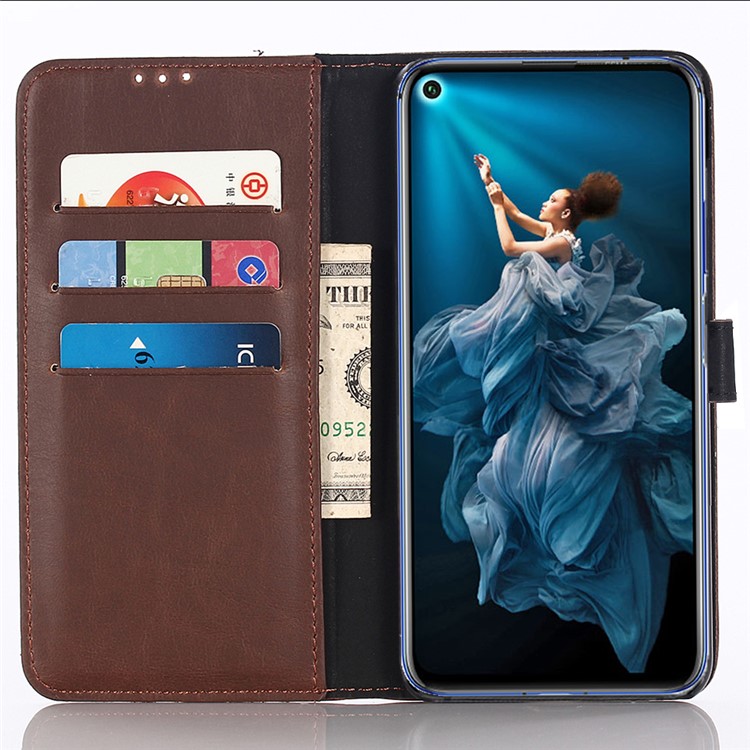 Crazy Horse Leather Wallet Phone Cover for Huawei nova 5 Pro/nova 5 - Coffee-8