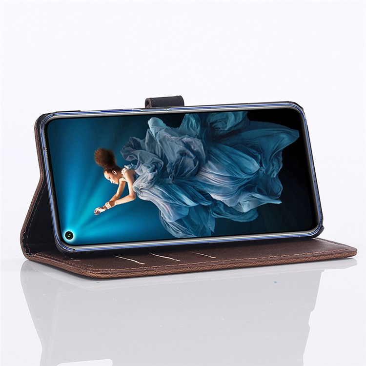 Crazy Horse Leather Wallet Phone Cover for Huawei nova 5 Pro/nova 5 - Coffee-9