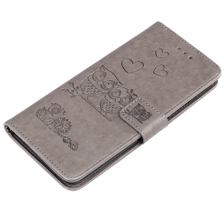 Impresión Búhos Patrón Billetera Soporte Carcasa De Cuero Para Huawei Mate 30 Lite / Nova 5i - Gris-5