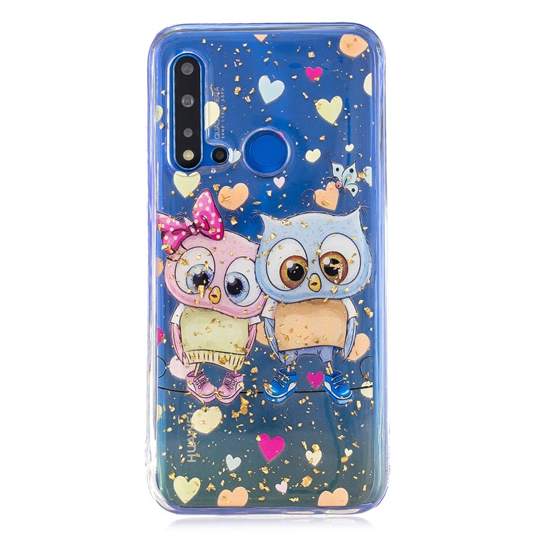 Glitter Sequins Inlaid Pattern Printing TPU Case for Huawei nova 5i / P20 lite (2019) - Two Owls-2