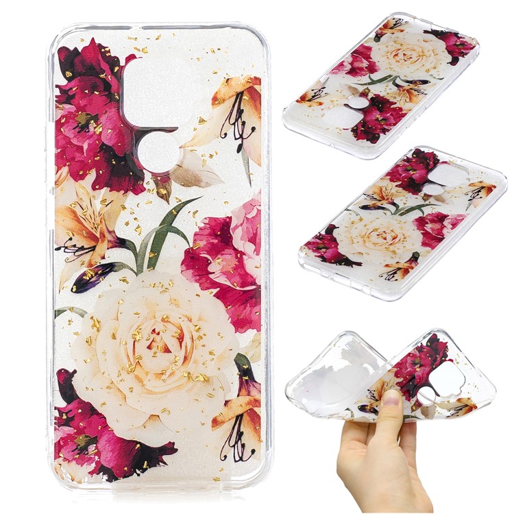 Glitter Sequins Inlaid Pattern Printing TPU Case for Huawei Mate 30 Lite / nova 5i Pro - Flower-1