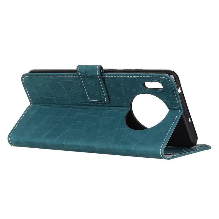 Textura De Crocodilo Carteira De Couro Stand Phone Case Para Huawei Mate 30 - Verde Negruzco-4