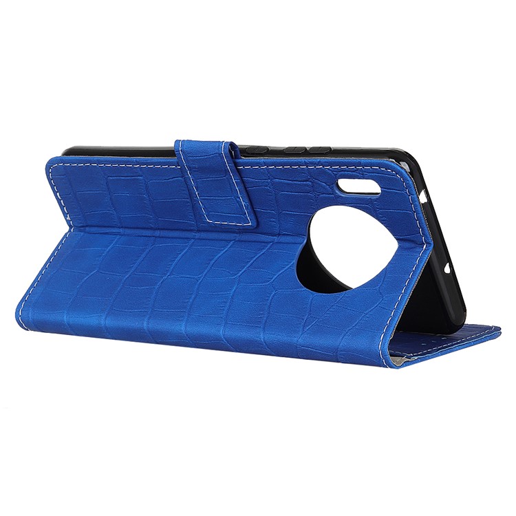 Etui Portefeuille En Cuir Façon Crocodile Avec Étui À Rabat En Cuir - Bleu Ciel-4