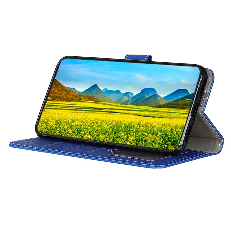 Etui Portefeuille En Cuir Façon Crocodile Avec Étui À Rabat En Cuir - Bleu Ciel-8