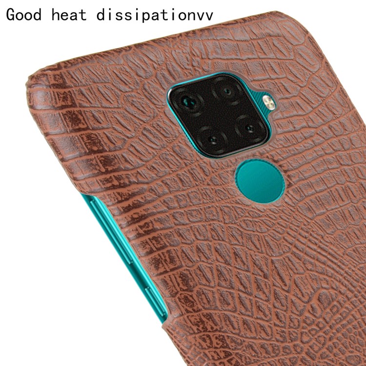 Crocodile Texture PU Leather Coated PC Back Case for Huawei Mate 30 Lite/Nova 5i Pro - Brown-6