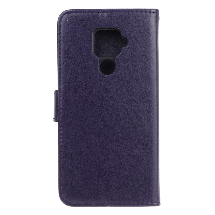 Imprint Butterfly Flowers Leather Wallet Cover for Huawei Mate 30 Lite / nova 5i Pro - Dark Purple-3