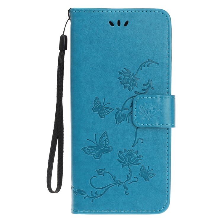 Imprint Butterfly Flowers Leather Shell for Huawei Honor 9X - Blue-2