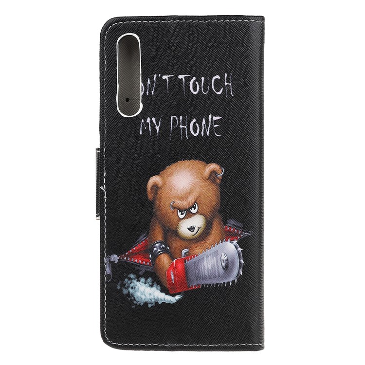 Custodia A Portafoglio In Pelle Stampa Cross Skin Per Huawei Honor 9X - Orso Bruno E Parole Di Avvertimento-3
