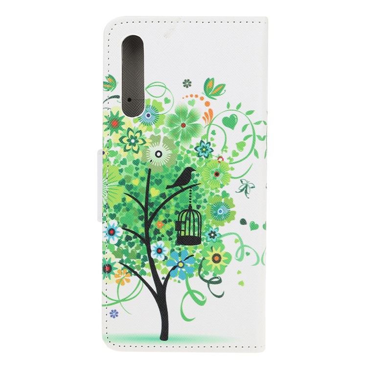 Impressão Carteira De Couro De Pele Cruzada Para Huawei Honor 9X - Árvore Verde-3