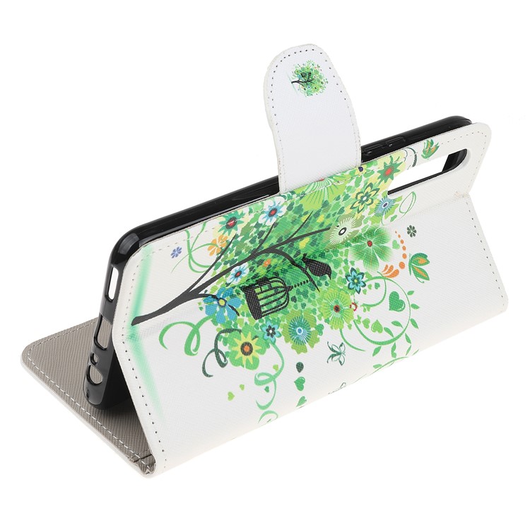 Impressão Carteira De Couro De Pele Cruzada Para Huawei Honor 9X - Árvore Verde-4