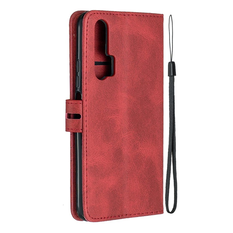 Funda De Cuero Con Ranuras Para Tarjetas Para Huawei Honor 20 Pro - Rojo-3