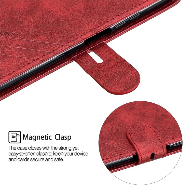 Funda De Cuero Con Ranuras Para Tarjetas Para Huawei Honor 20 Pro - Rojo-7