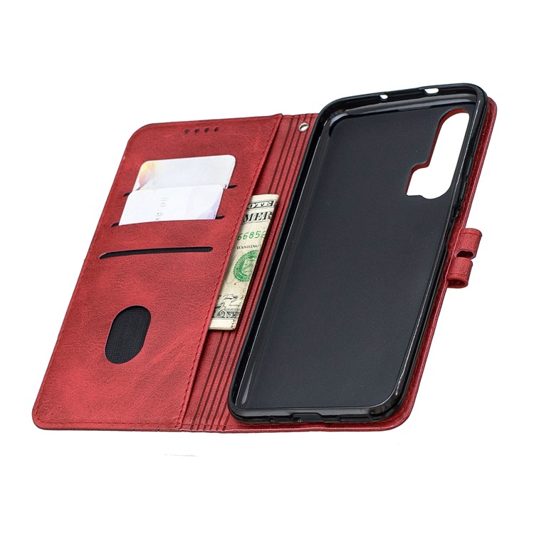 Funda De Cuero Con Ranuras Para Tarjetas Para Huawei Honor 20 Pro - Rojo-8