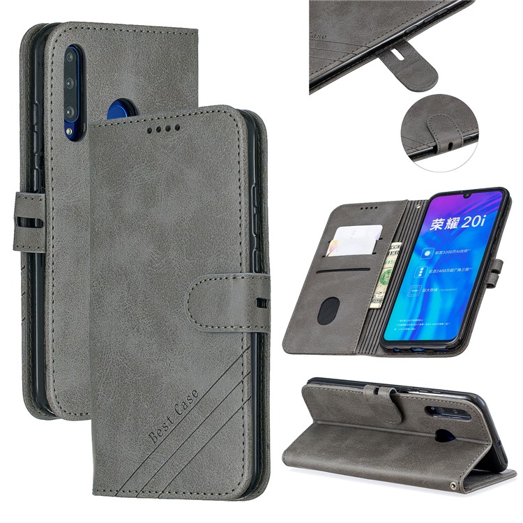Wallet Leather Stand Case for Huawei P Smart Plus 2019 / Enjoy 9s/ Maimang 8 / Honor 20i / Honor 10i / Honor 20 Lite / Honor 10 Lite / P Smart (2019) - Grey-1