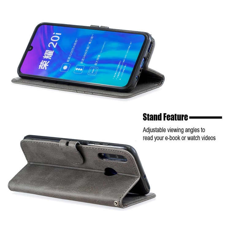 Wallet Leather Stand Case for Huawei P Smart Plus 2019 / Enjoy 9s/ Maimang 8 / Honor 20i / Honor 10i / Honor 20 Lite / Honor 10 Lite / P Smart (2019) - Grey-6