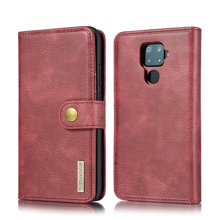 DG.MING Detachable 2-in-1 Split Leather Wallet Shell + PC Back Case for Huawei Mate 30 Lite / nova 5i Pro - Red-2