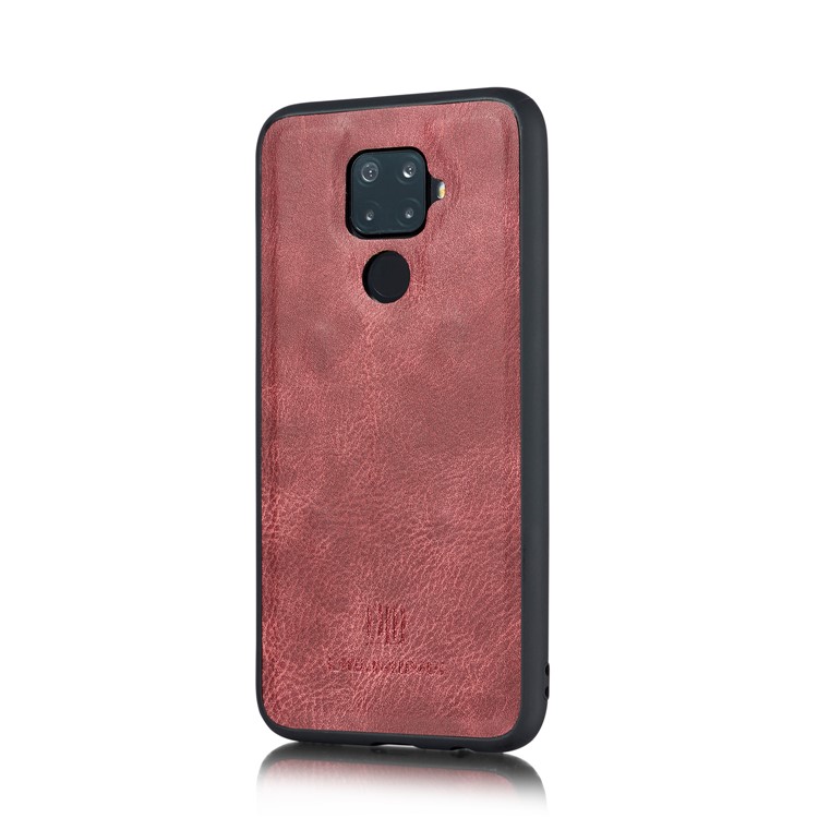 DG.MING Detachable 2-in-1 Split Leather Wallet Shell + PC Back Case for Huawei Mate 30 Lite / nova 5i Pro - Red-5