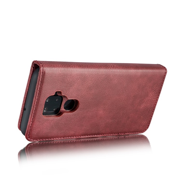 DG.MING Detachable 2-in-1 Split Leather Wallet Shell + PC Back Case for Huawei Mate 30 Lite / nova 5i Pro - Red-6