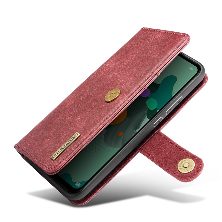 DG.MING Detachable 2-in-1 Split Leather Wallet Shell + PC Back Case for Huawei Mate 30 Lite / nova 5i Pro - Red-8