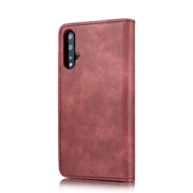 Dg.. Ming Destacável 2-em-1 Wallet De Couro Split Shell + Pc Voltar Caso Para Huawei Nova 5 / Nova 5 Pro. - Vermelho