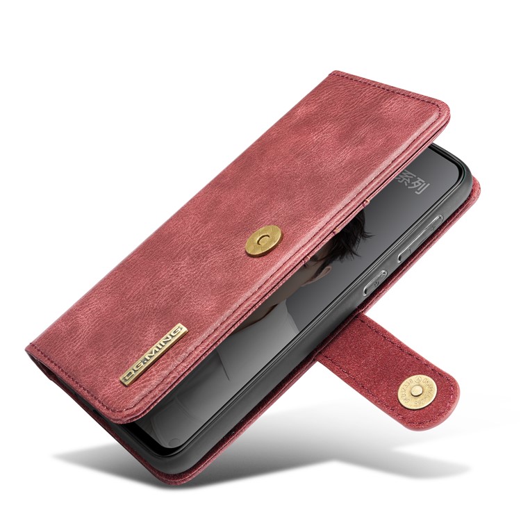 Dg.. Ming Destacável 2-em-1 Wallet De Couro Split Shell + Pc Voltar Caso Para Huawei Nova 5 / Nova 5 Pro. - Vermelho