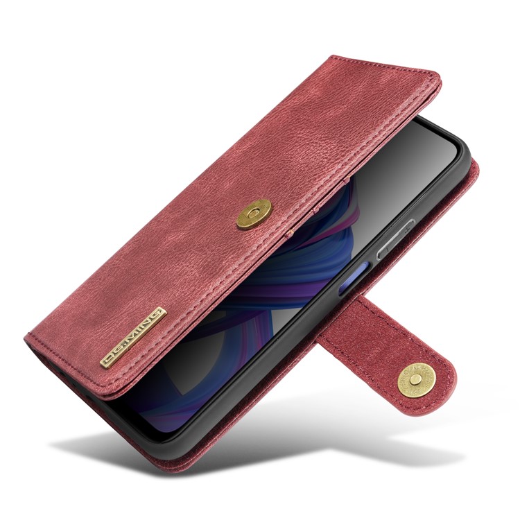 DG.MING Detachable 2-in-1 Split Leather Wallet Shell + PC Back Case for Huawei Honor 9X / 9X Pro - Red-8