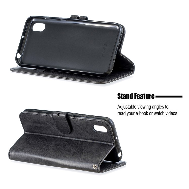 Shell De Revestimento De Couro PU Para Huawei Y5 (2019) / Honra 8S / Y5 Prime (2019) - Preto-6