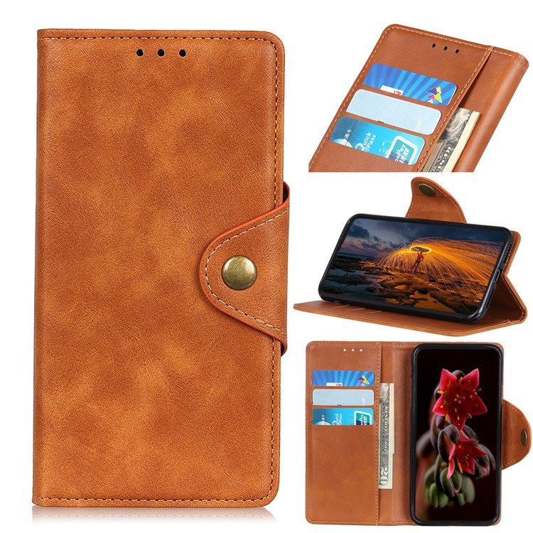 PU Leather Wallet Stand Phone Case for Huawei Mate 30 Pro - Brown-1