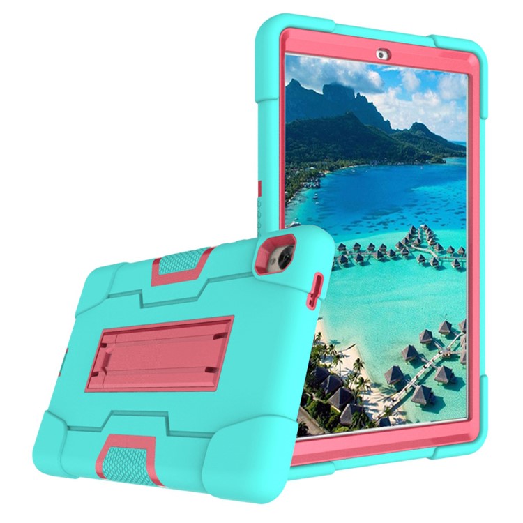 Shock Proof Hybrid TPU + PC Tablet Cover Kickstand Case for Huawei MediaPad M6 8.4-inch - Cyan / Rose-3