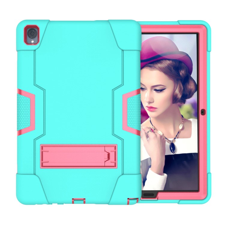 Shock Proof TPU + PC Tablet Cover with Kickstand for Huawei MediaPad M6 10.8-inch - Cyan / Rose-1