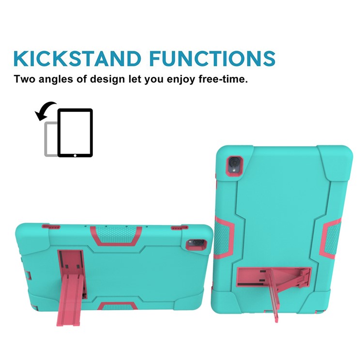 Shock Proof TPU + PC Tablet Cover with Kickstand for Huawei MediaPad M6 10.8-inch - Cyan / Rose-4