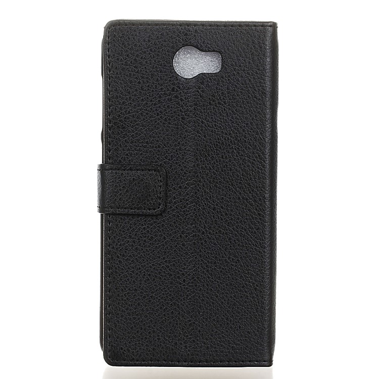 Litchi Skin Leather Wallet Case for Huawei Y5II / Y5II - Black-2