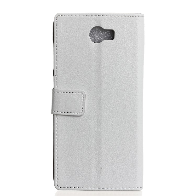 Litchi Skin Leather Wallet Cover for Huawei Y5II / Y5II - White-2
