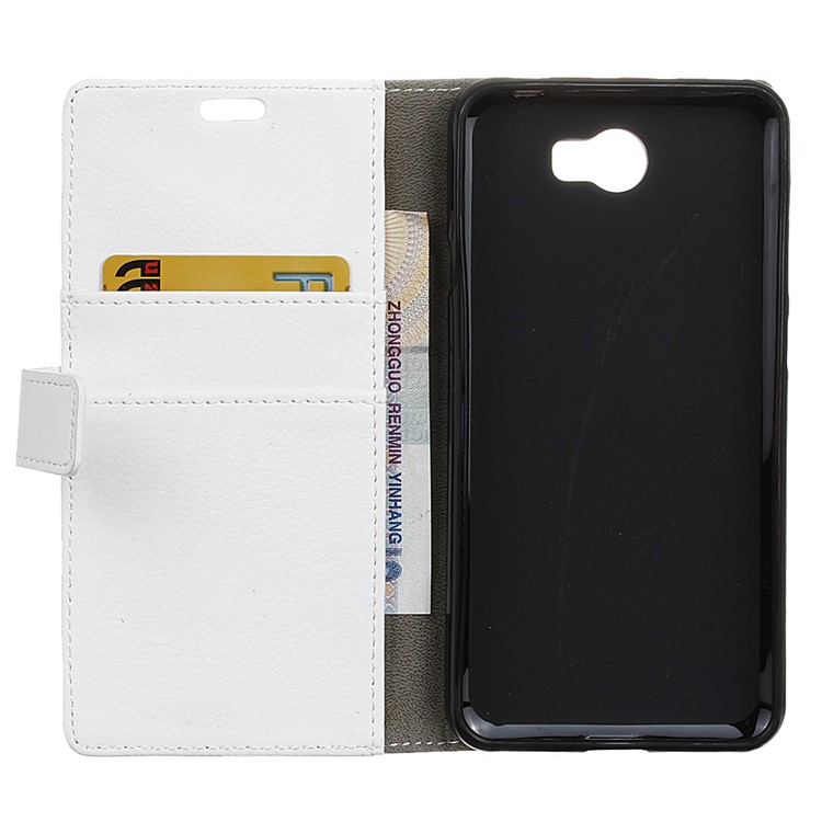 Litchi Skin Leather Wallet Cover for Huawei Y5II / Y5II - White-3