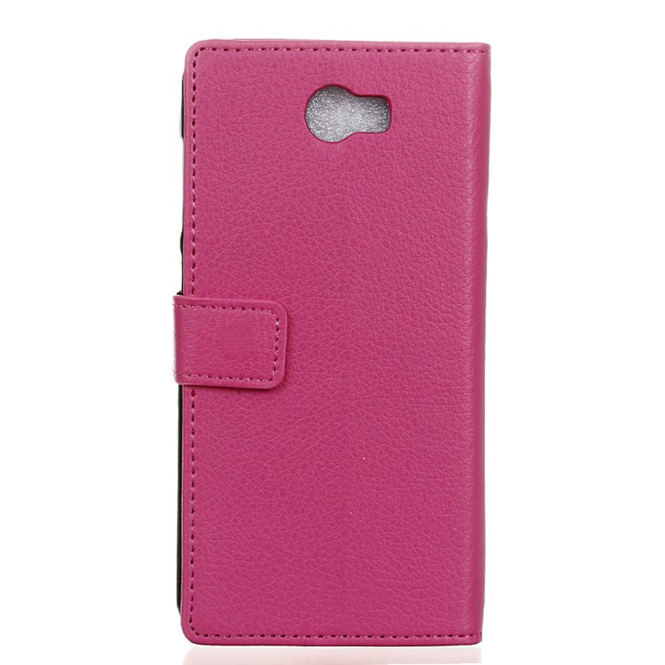 Litchi Skin Leather Wallet Cover Case for Huawei Y5II / Y5II - Rose-2