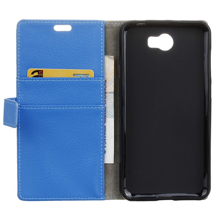 Litchi Skin Phone Leather Wallet Case for Huawei Y5II / Y5II - Blue-3