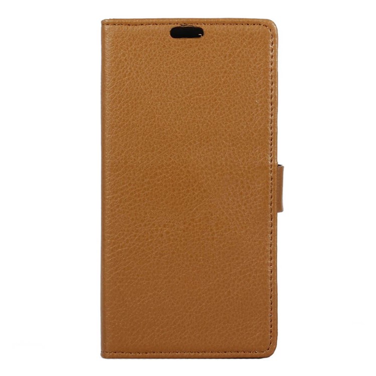 Litchi Skin Leather Stand Cover with Card Slots for Huawei Y5II / Y5II - Brown-1