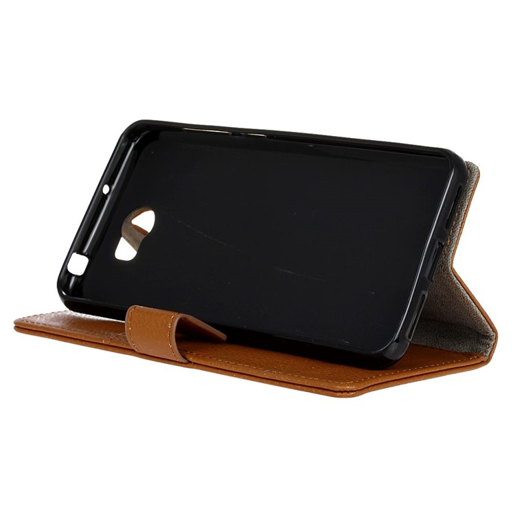 Litchi Skin Leather Stand Cover with Card Slots for Huawei Y5II / Y5II - Brown-4