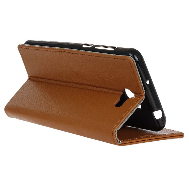 Litchi Skin Leather Stand Cover with Card Slots for Huawei Y5II / Y5II - Brown-5