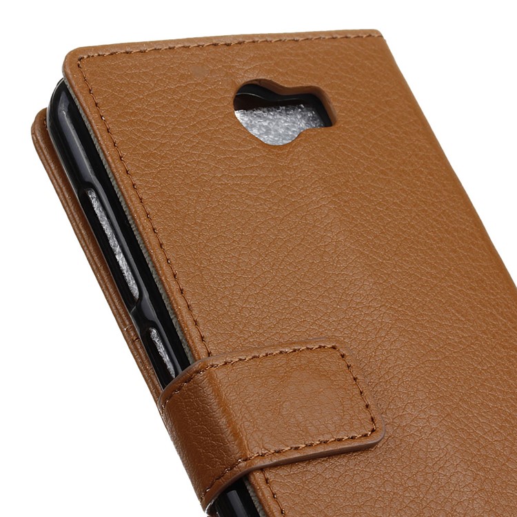 Litchi Skin Leather Stand Cover with Card Slots for Huawei Y5II / Y5II - Brown-7
