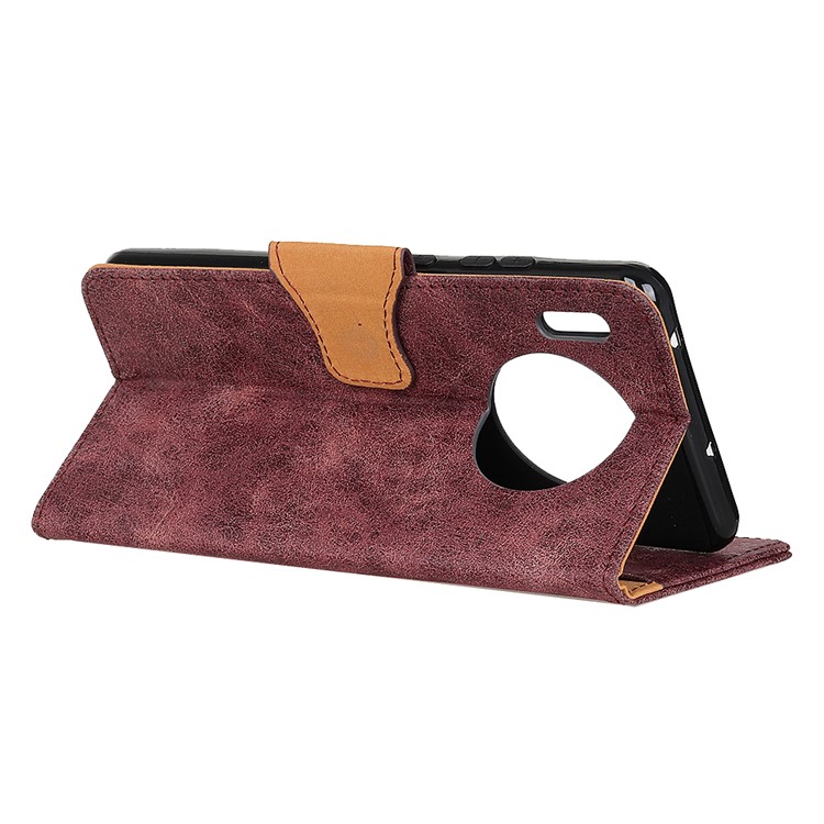 Vintage Style PU Leather Wallet Casing for Huawei Mate 30 Pro - Red-6