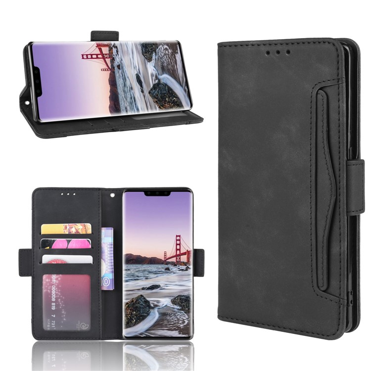 PU Leather + TPU Stand Wallet Covering for Huawei Mate 30 Pro - Black-1