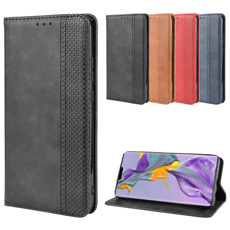 Auto-absorbed Retro Style Wallet Stand Leather Cell Cover Shell for Huawei Mate 30 - Black-13