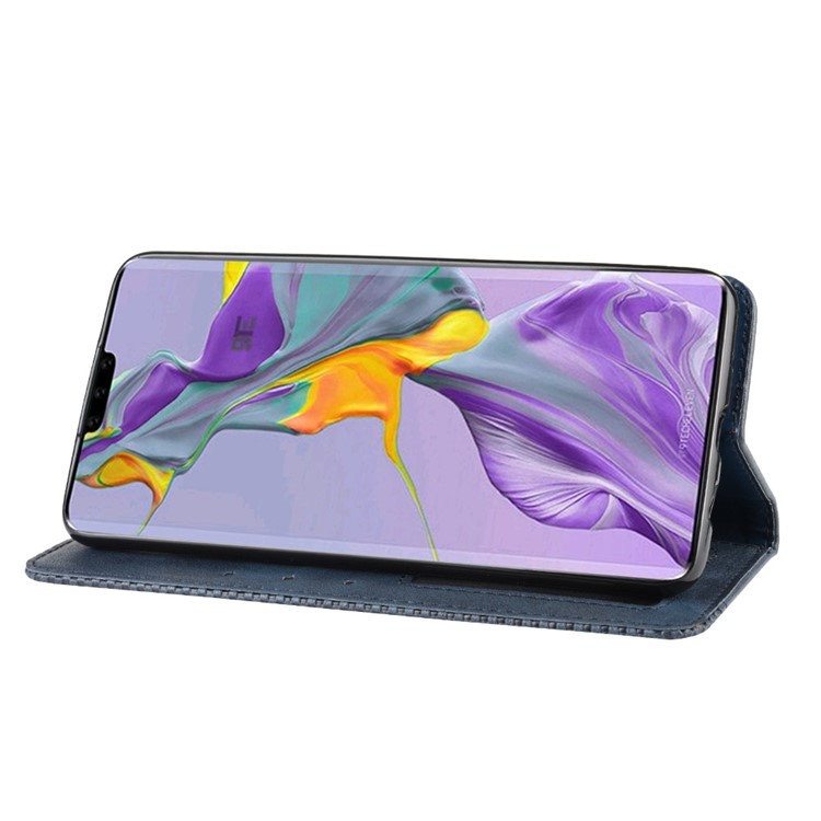 Soporte De Billetera De Cuero De Estilo Retro Autoabsorbido Con Carcasa De Cuero Para Huawei Mate 30 - Azul-5