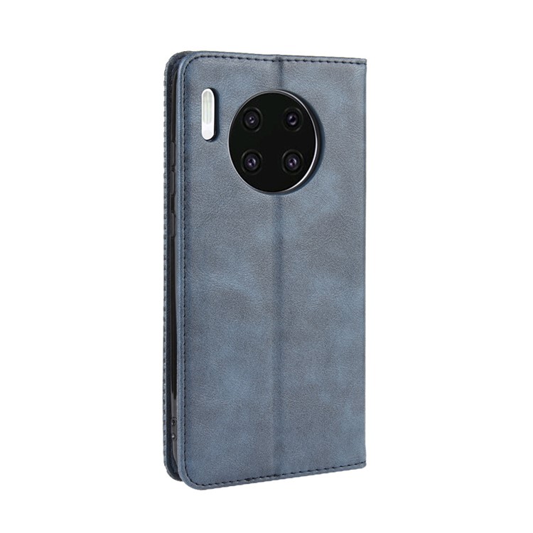 Soporte De Billetera De Cuero De Estilo Retro Autoabsorbido Con Carcasa De Cuero Para Huawei Mate 30 - Azul-6