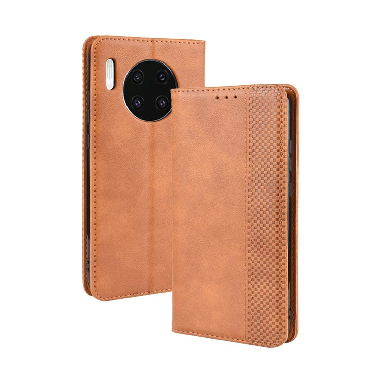 Soporte De Billetera De Cuero De Estilo Retro Autoabsorbido Con Carcasa De Cuero Para Huawei Mate 30 - Marrón-7