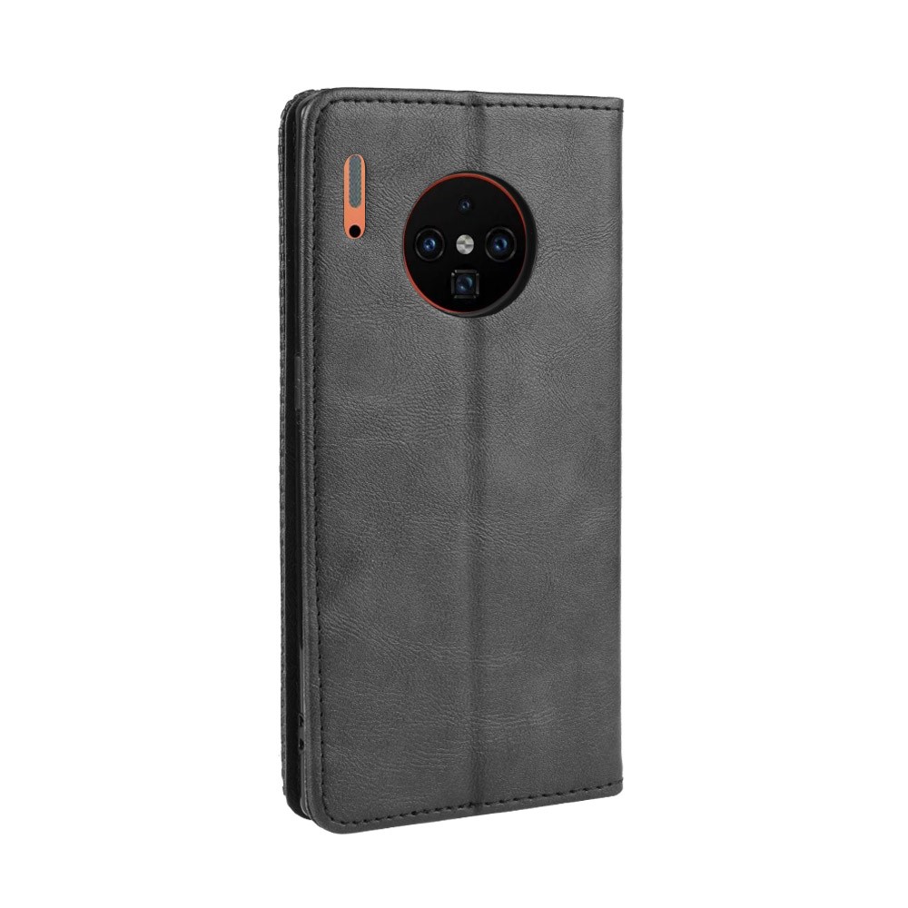 Vintage Style Leather Wallet Case for Huawei Mate 30 Pro - Black-6