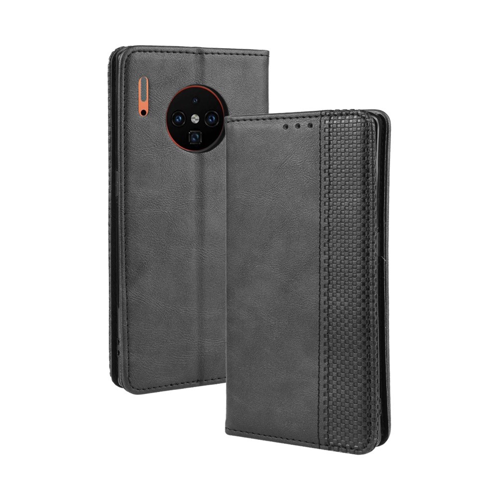 Vintage Style Leather Wallet Case for Huawei Mate 30 Pro - Black-7