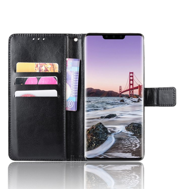 Etui Portefeuille En Cuir Crazy Horse Pour Huawei Mate 30 Pro - Noir-4