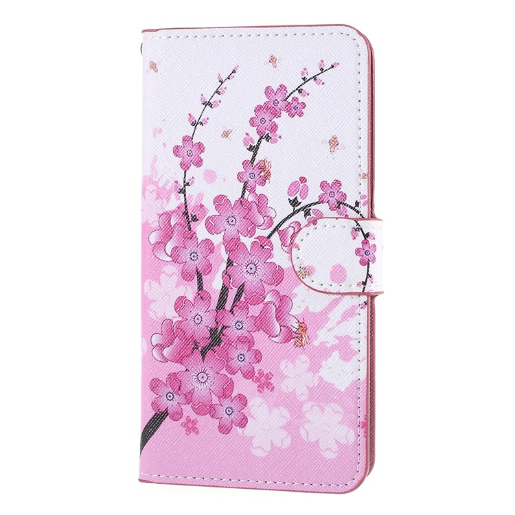 Pattern Printing Leather Wallet Stand Phone Case for Huawei Honor 20 / nova 5T - Pink Flower-2